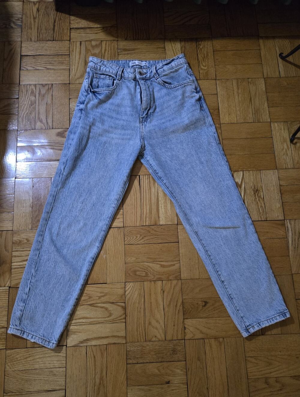 Zara Sz 8 High Rise Stone Wash Womens Jeans Straight Leg